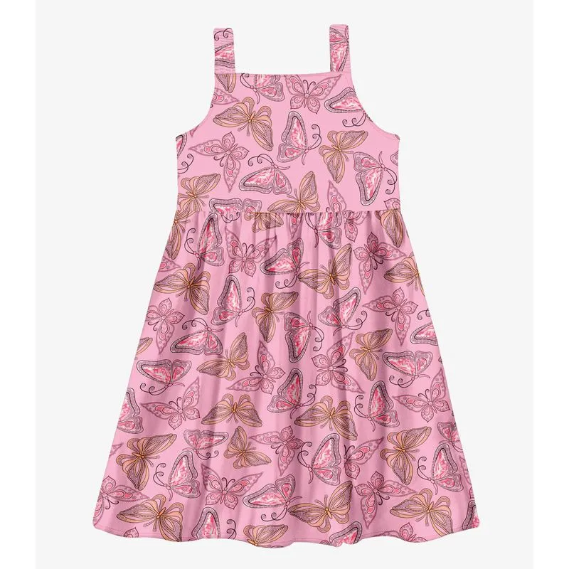Vestido Menina Popeline Borboletas Trick Nick Rosa 6