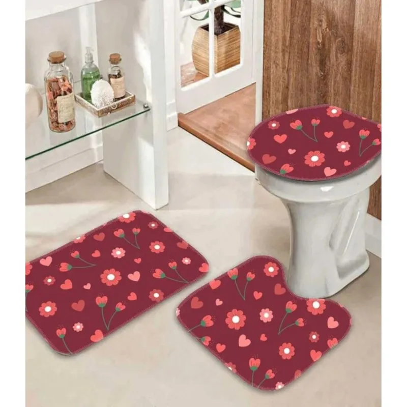 Jogo De Tapetes Para Banheiro Wevans Vermelho UN / Vermelho