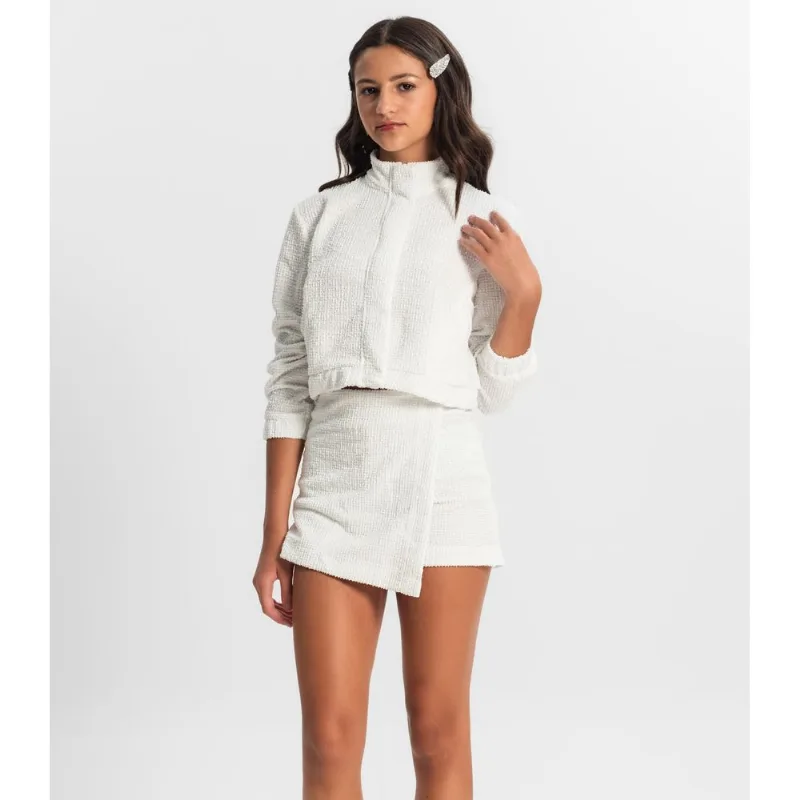 Shorts Saia Juvenil Em Tweed Minty Branco 16