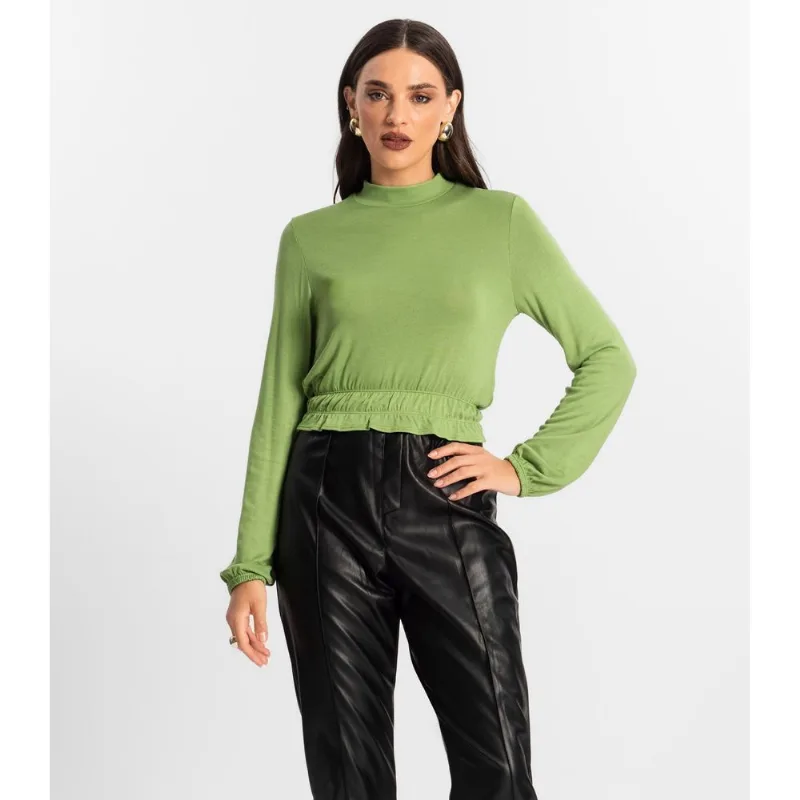 Blusa Feminina Tricot Manga Longa Endless Verde GG