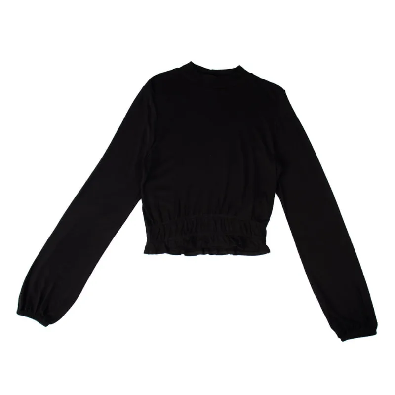 Blusa Endless Feminina Rovitex Manga Longa com Babado e Elástico Preto - M