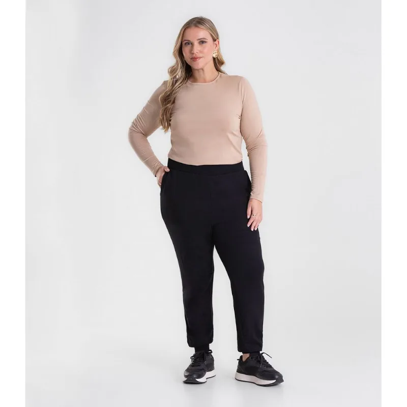 Calça Jogger Feminina Plus Size Secret Glam Preto Plus G3