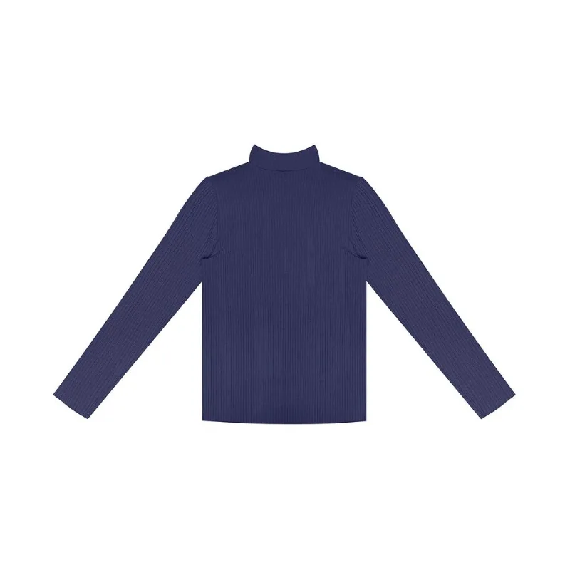 Blusa Manga Longa Ribana Canelada Rovitex Azul P
