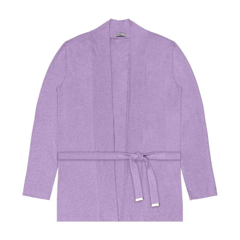 Cardigan Feminino Plus Size Em Tricot Secret Glam Roxo Plus G4