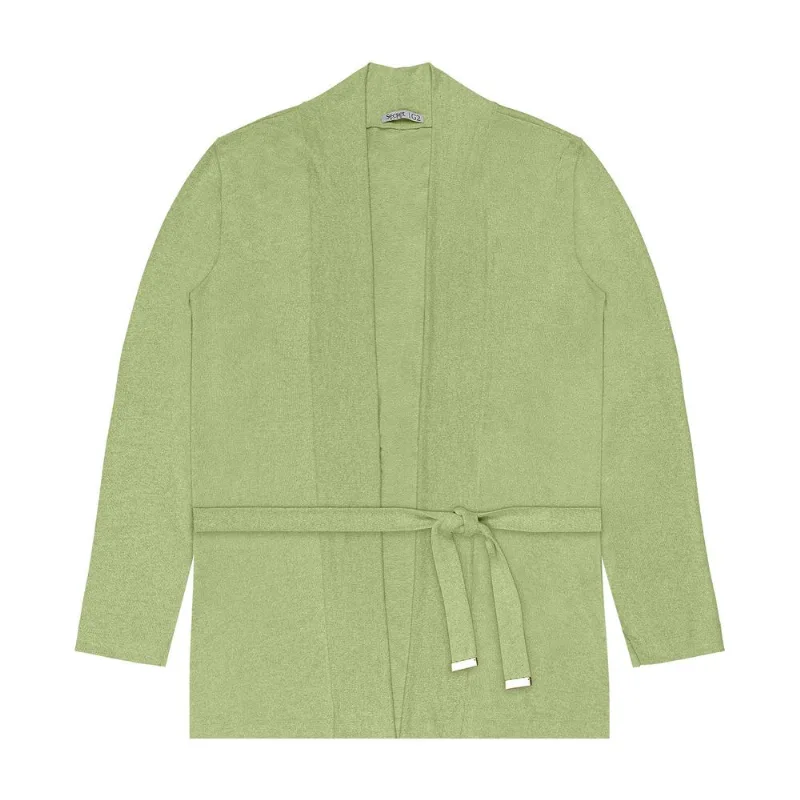 Cardigan Feminino Plus Size Em Tricot Secret Glam Verde Plus G4