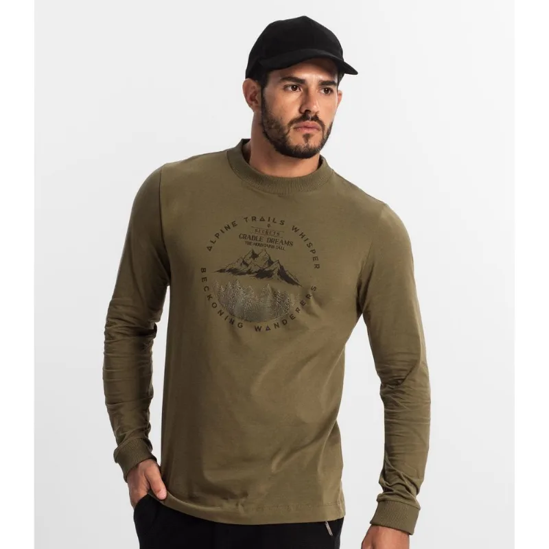 Camiseta Masculina Manga Longa Diametro Verde G