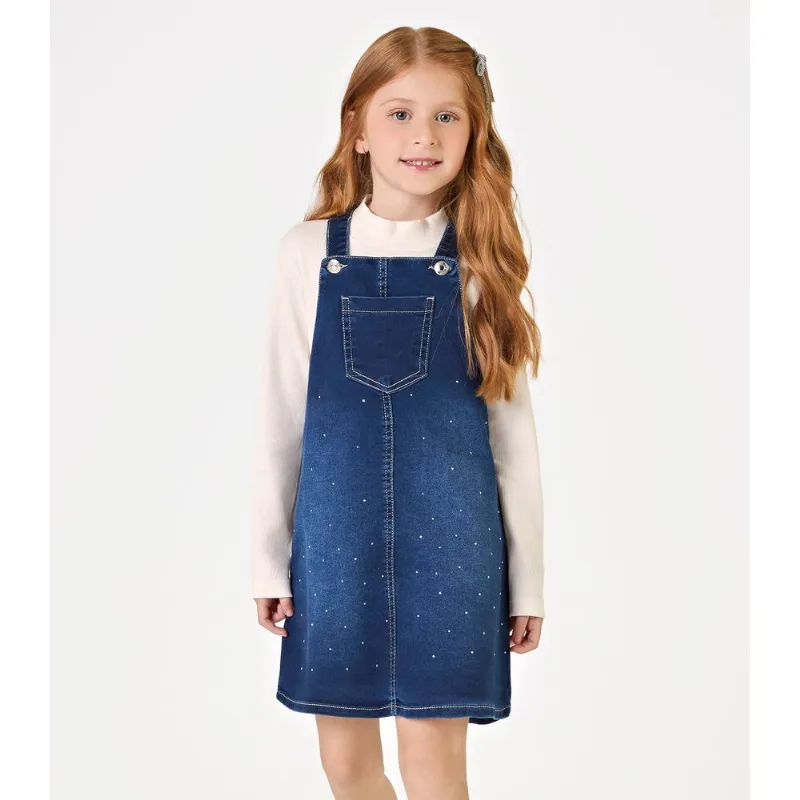 Conjunto Blusa Com Salopete Jeans Trick Nick Azul 8
