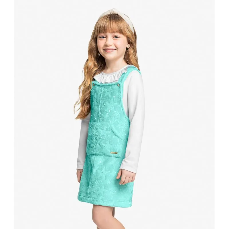 Salopete Infantil Peluciada Com Glitter Trick Nick Azul 1