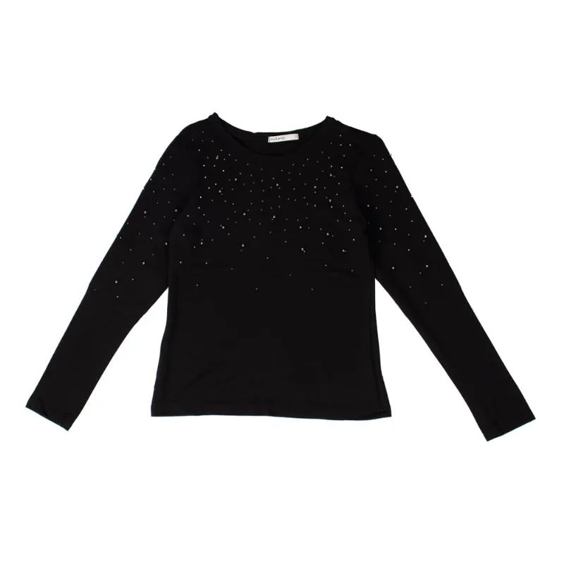Blusa Endless Feminina Rovitex Manga Longa com Pedrarias Preto - P