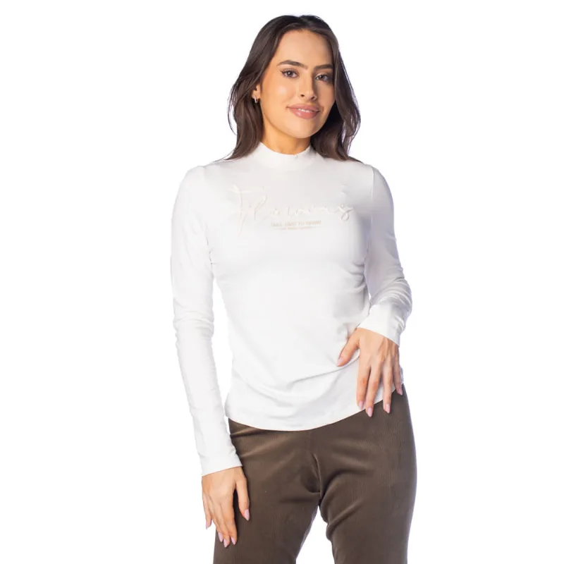 Blusa Feminina Rovitex Manga Longa Flowers Off White - G