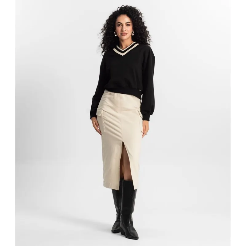 Saia Midi Cargo Feminino Rovitex Bege G