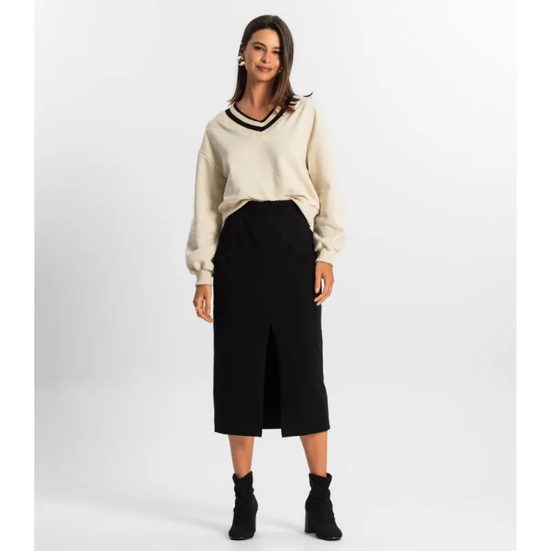 Saia Midi Cargo Feminino Rovitex Preto GG