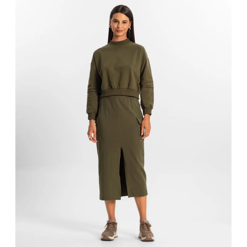 Saia Midi Cargo Feminino Rovitex Verde GG