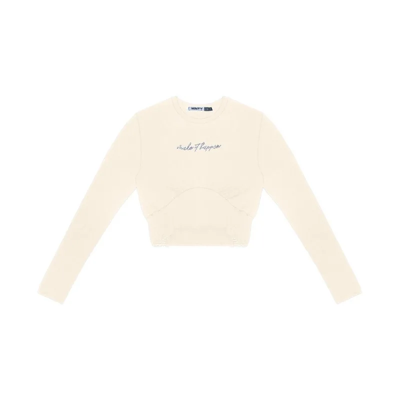 Blusa Juvenil Manga Longa Minty Bege 20