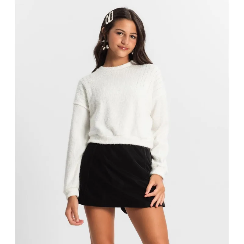 Blusão Juvenil Feminino Em Tricot Minty Bege 16