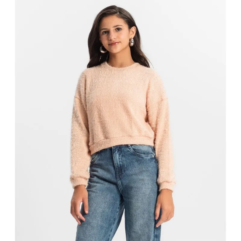 Blusão Juvenil Feminino Em Tricot Minty Rosa 20