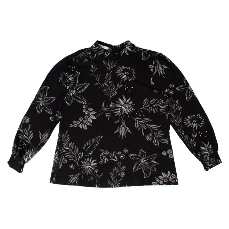 Blusa Feminina Rovitex Plus Size Manga Longa Preto - G1