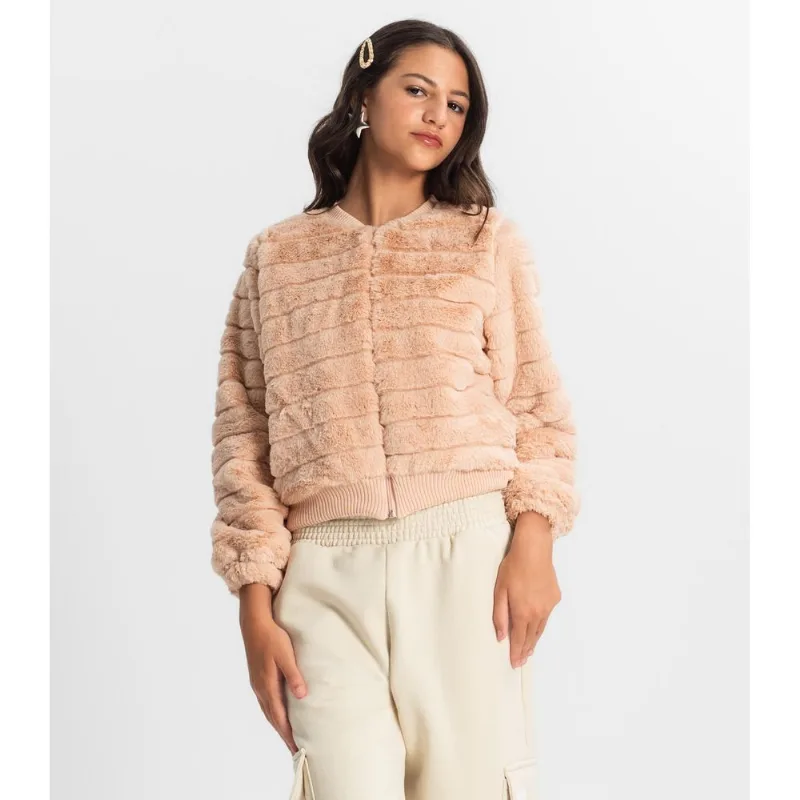Jaqueta Juvenil Feminina Com Pelo Minty Rosa 18