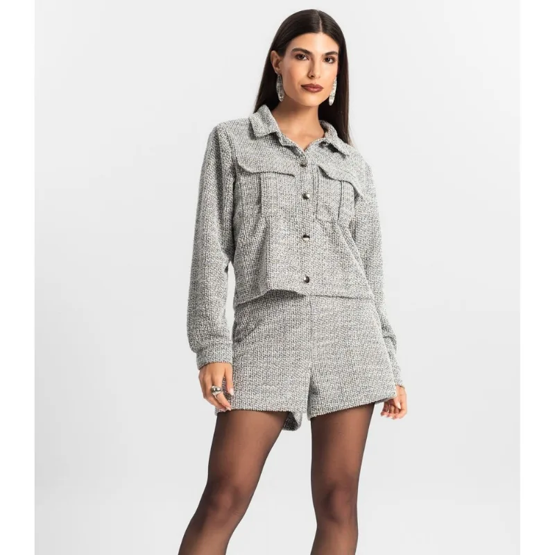 Shorts Feminino de Tweed Shine Endless Preto P