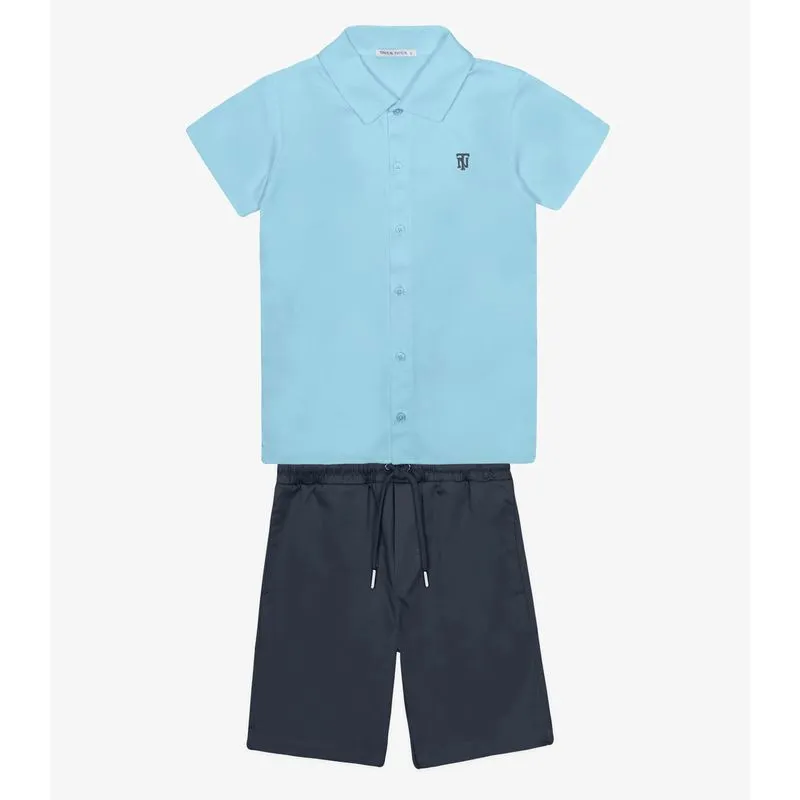 Conjunto Menino Camisa Com Bermuda Trick Nick Azul 6