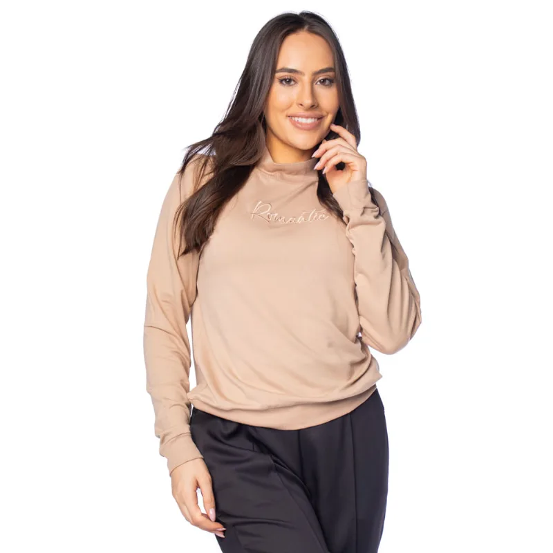 Blusão Feminino Rovitex Romantic Canelado Bege - P