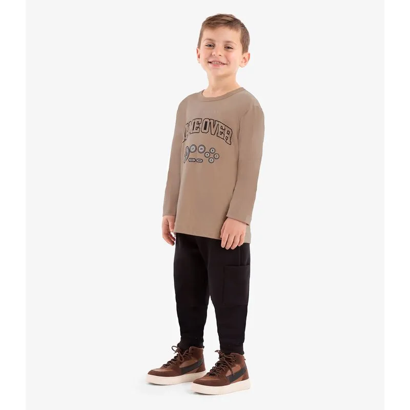 Calça Infantil Em Moletom Rovi Kids Preto 4