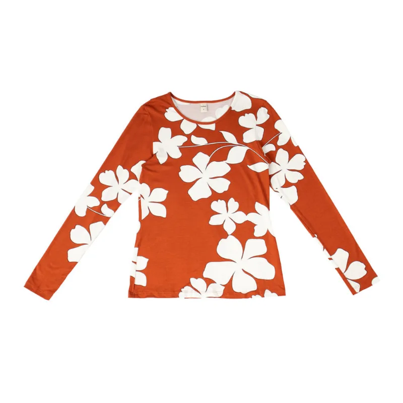 Blusa Feminina Rovitex Manga Longa Estampada Telha - G