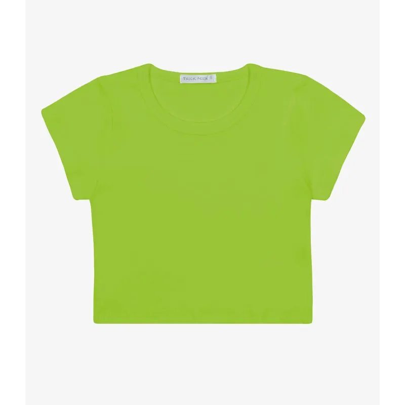 Blusa Cropped Infantil Ribana Canelada Trick Nick Verde 8
