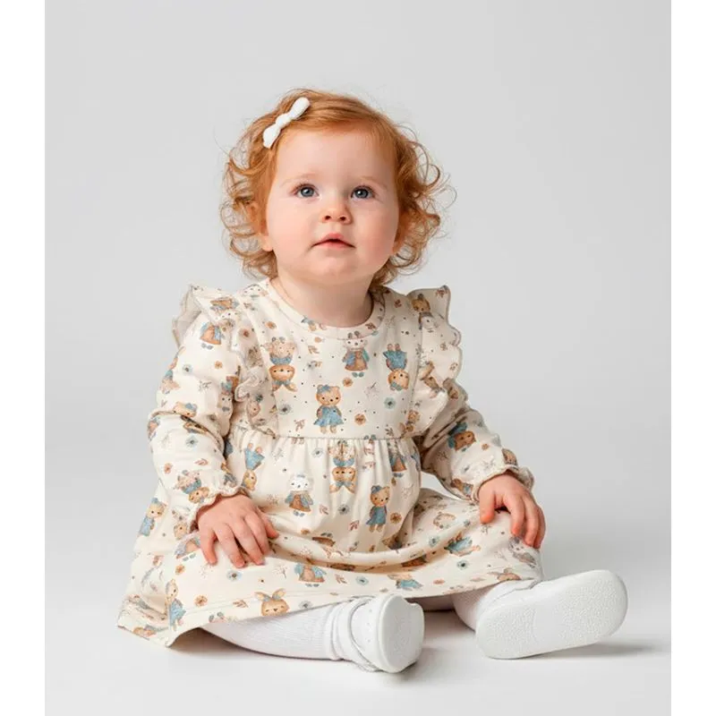 Vestido Infantil Manga Longa Trick Nick Bege G