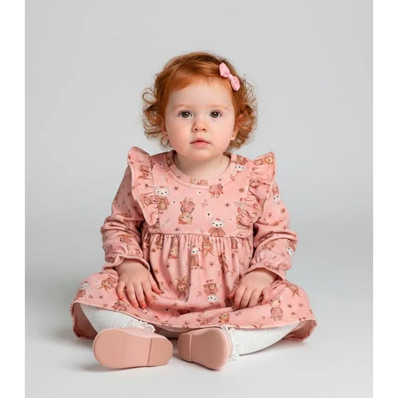 Vestido Infantil Manga Longa Trick Nick Rosa G