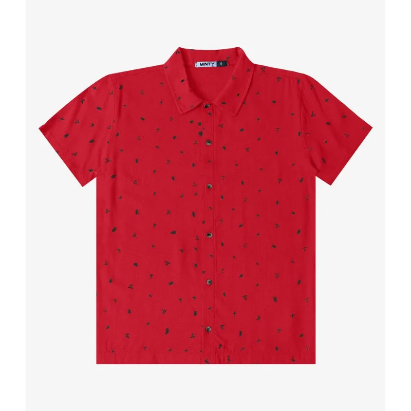 Camisa Juvenil Em Viscose Masculina Minty Vermelho 16