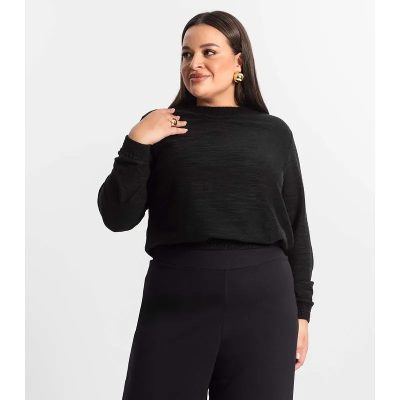Blusão Feminino Malhão Plus Size Secret Glam Preto Plus G4