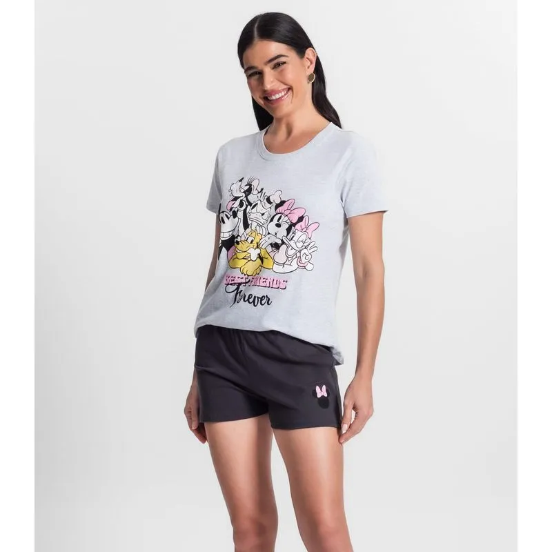 Shorts Adulto Feminino Disney Evanilda Cinza Gg