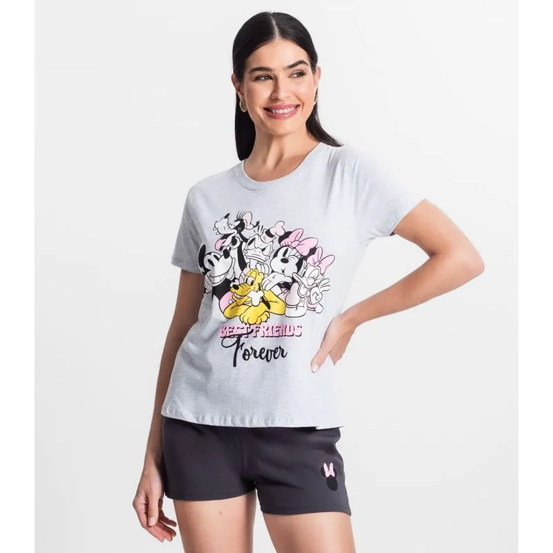 Blusa Pijama Adulto Feminino Disney Evanilda Cinza G