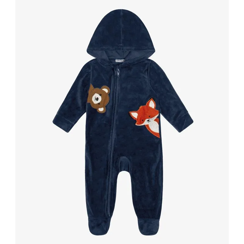 Macacão Infantil Com Capuz em Plush Trick Nick Azul G