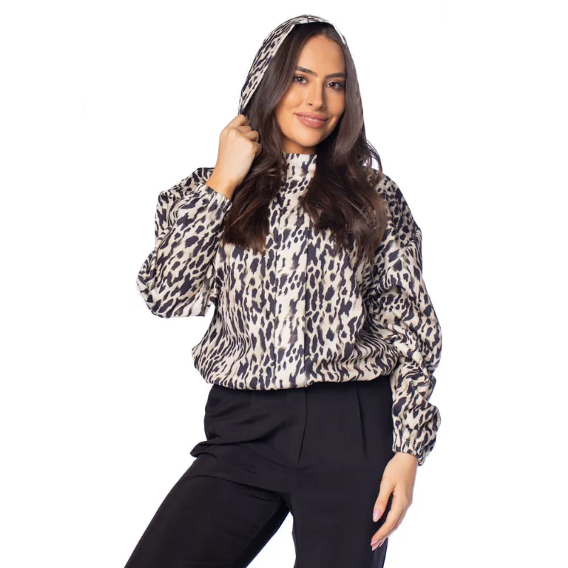 Jaqueta Feminina Rovitex Bomber Animal Print Preto - P
