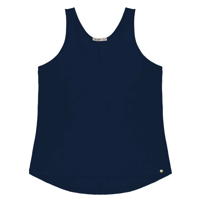 Regata Feminina Plus Size Secret Glam Azul Plus G1