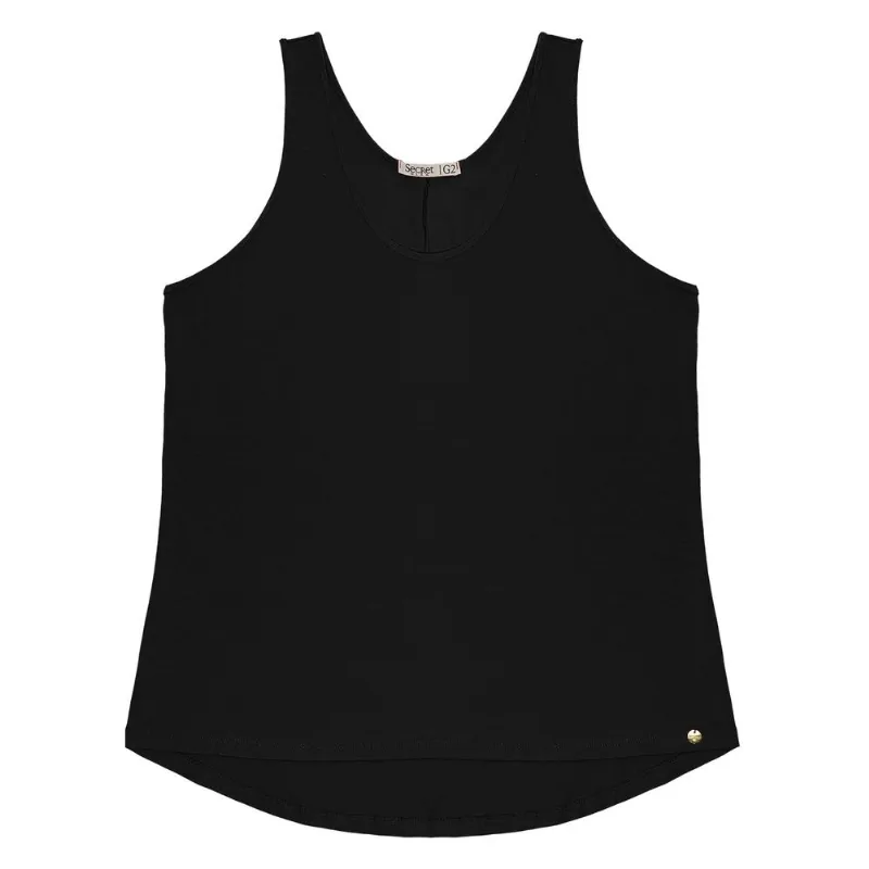 Regata Feminina Plus Size Secret Glam Preto Plus G2