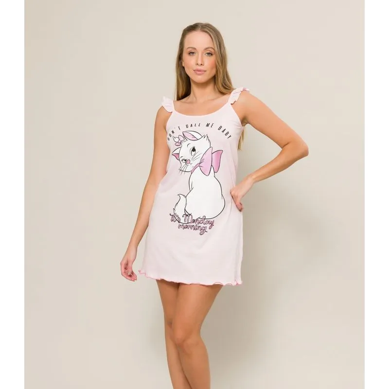 Camisola Adulto Feminino Gatinha Marie Evanilda Rosa G
