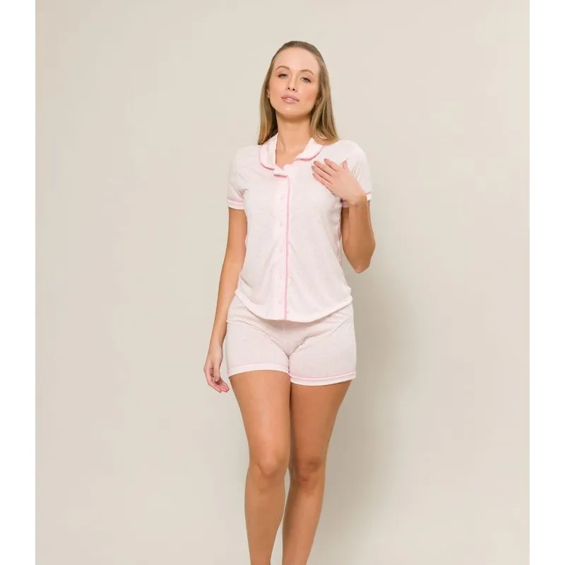 Pijama Cute Love Adulto Feminino Evanilda Rosa G
