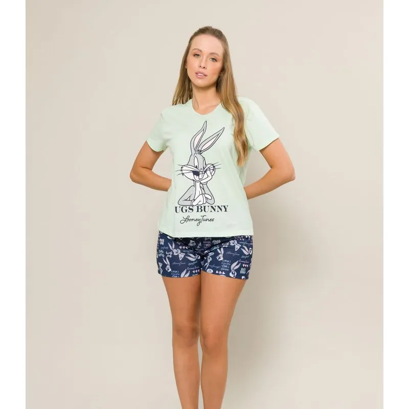 Pijama Adulto Feminino Perna Longa Evanilda Verde Gg