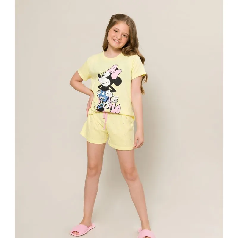 Pijama Infantil Feminino Disney Evanilda Amarelo 10