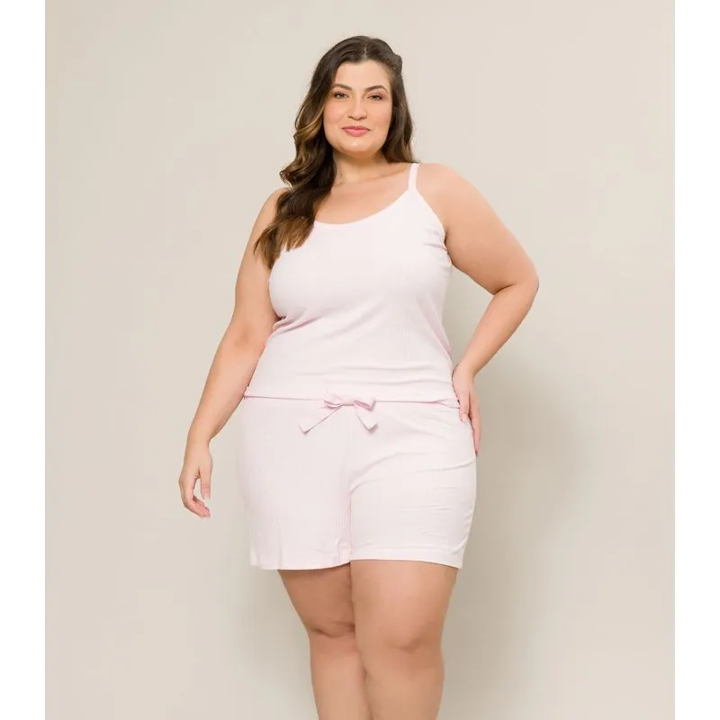 Blusa Pijama Plus Size Feminino Evanilda Rosa G1