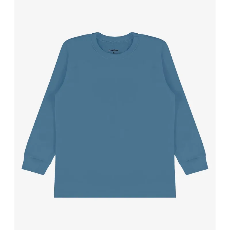 Camiseta Menino Longa Meia Malha Rovitex Kids Azul 10