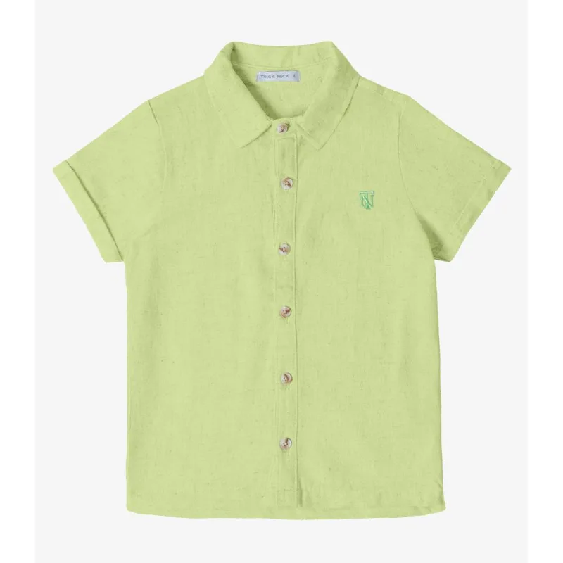 Camisa Infantil Masculina Com Botões Trick Nick Verde 4