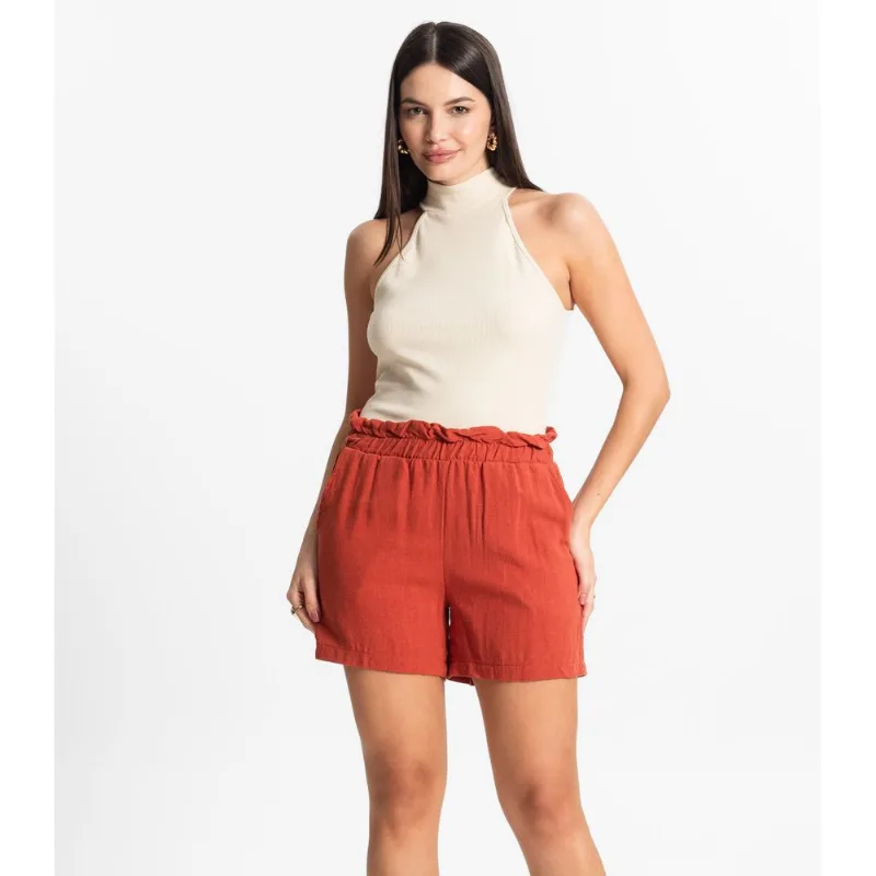 Shorts Feminino Linho Endless Laranja M