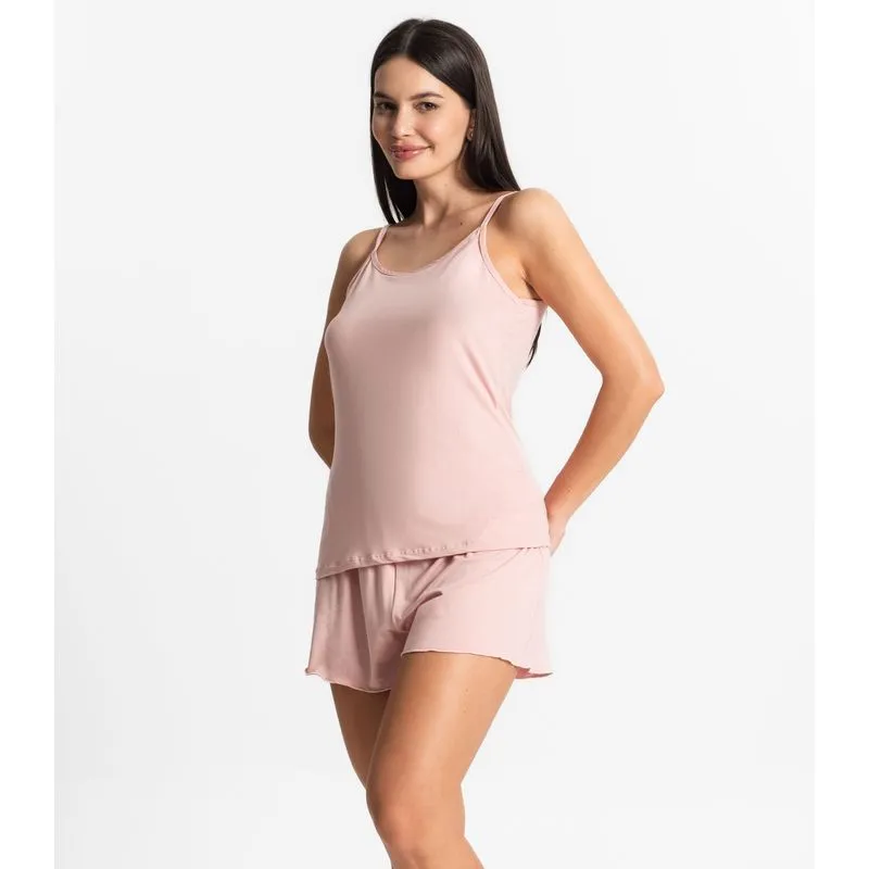Pijama Feminino De Alças Select Bege G