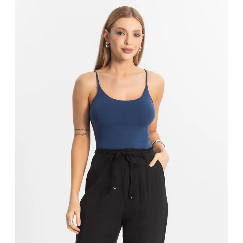 Blusa Feminina De Alça Poliamida Style Box Azul P