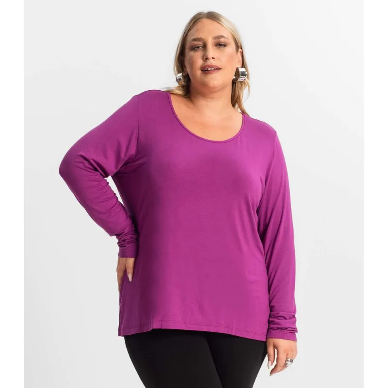 Blusa Manga Longa Viscotorcion Secret Glam Vermelho Plus G3