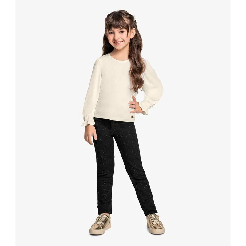 Calça Skinny Comfort Denim Com Glitter Trick Nick Preto 6